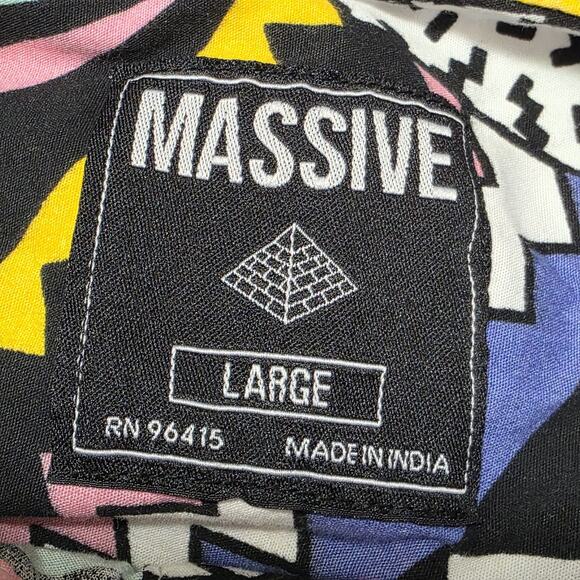 Super Massive unisex retro geometric print 80s 90s button down shirt Size L - Picture 5 of 8